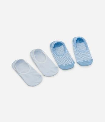 Kit 02 Meias Invisíveis em Algodão com Estampa Listras