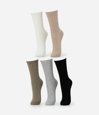 Kit 05 Meias em Algodão com Textura Canelada