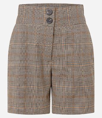 Short Alfaiatado em Crepe com Estampa Xadrez