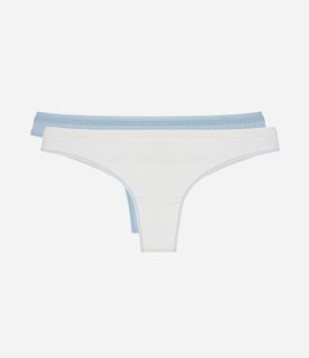 Kit 02 Calcinhas Biquíni Fio Duplo em Algodão com Lateral Média