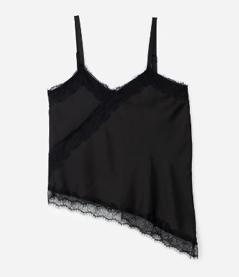 Blusa Regata em Cetim com Renda e Barra Assimétrica Curve & Plus Size