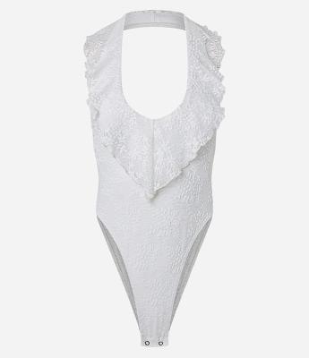 Body Frente Única em Renda com Decote Halter