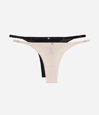 Kit 02 Calcinhas String Fio Duplo em Poliamida com Lateral Regulável