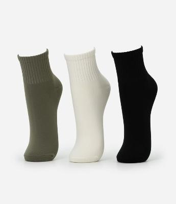 Kit 03 Meias Cano Médio Esportiva em Poliamida com Lettering