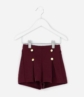 Short Infantil com Botões Frontais – Tam 1 a 5/6 Anos