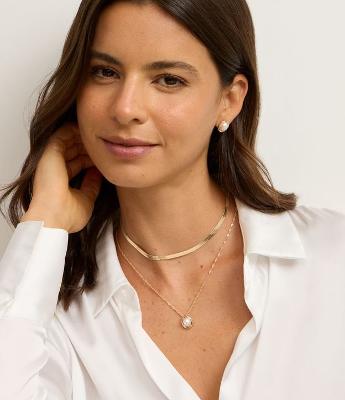 Conjunto de Colar Camadas e Brincos com Pérola Aplicada