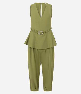 Macacão Aladim em Viscose com Babado Peplum