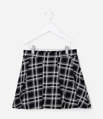 Saia Infantil em Cotton Xadrez com Pregas e Short – Tam 5 a 14 Anos