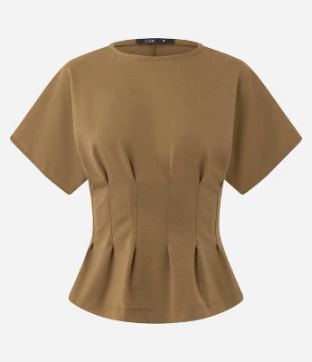 Blusa Peplum Estruturada com Pregas Frontais