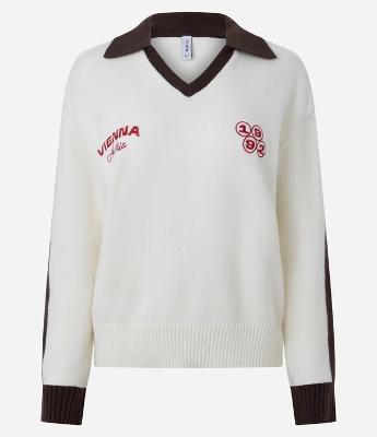 Blusão em Tricô com Lettering Vienna e Bordados