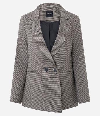 Blazer Alfaiatado Xadrez Regular com Botões Frontais