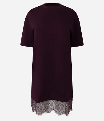 Vestido Reto em Algodão com Renda na Barra