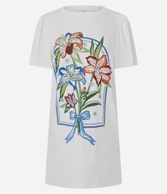 Vestido Curto com Estampa Flores e Manga Bufante