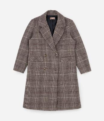 Casaco Sobretudo em Polivelour com Estampa Xadrez Curve & Plus Size