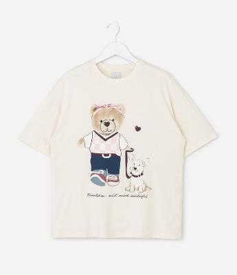 Camiseta Infantil com Estampa de Urso – Tam 7 a 16 Anos