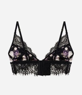 Sutiã Top em Microfibra com Detalhes em Renda e Estampa Floral