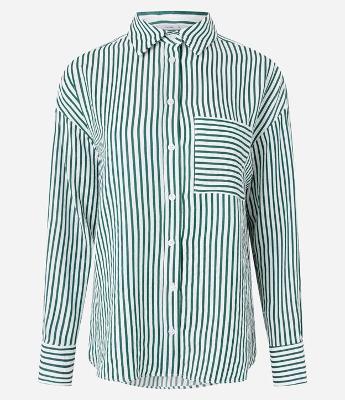 Camisa em Tricoline com Estampa Listrada