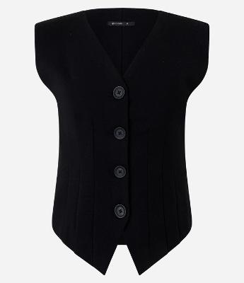 Colete Acinturado em Ponto Roma com Pregas e Abotoamento