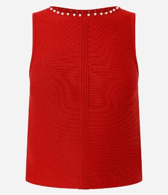 Blusa em Tricô com Aplicação de Mini Pérolas no Decote