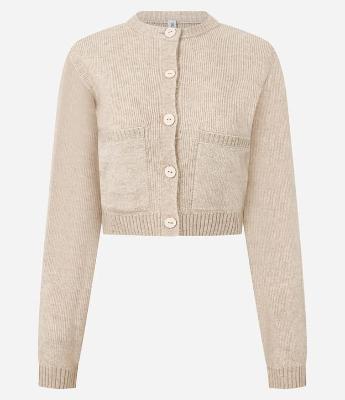 Cardigan Curto em Tricô com Textura Atoalhada