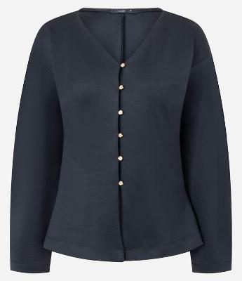 Casaco Amplo em Ponto Roma com Botões Delicados