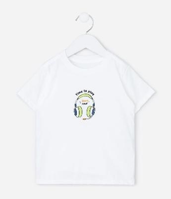 Camiseta Infantil em Algodão Estampa Fone de Ouvido - Tam 1 a 6 anos