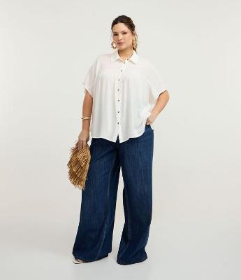 Calça Wide Leg em Jeans Curve & Plus Size