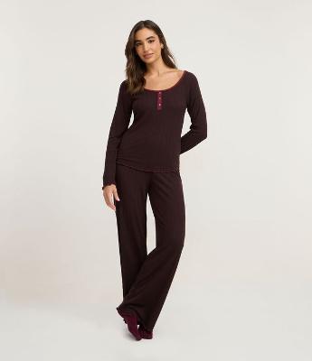 Pijama Longo em Ribana com Blusa e Calça