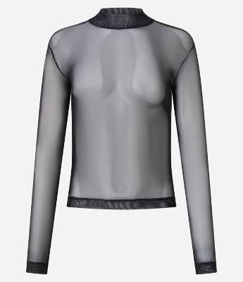 Blusa em Tule com Transparência e Golinha Alta