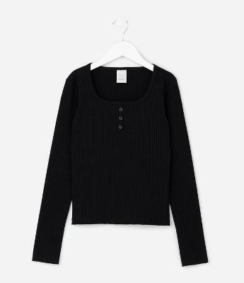 Blusa Infantil Baby Look com Peitilho Frontal – Tam 7 a 16 Anos