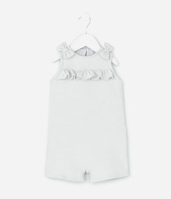 Jardineira Infantil com Babado e Laços – Tam 0 a 18 Meses