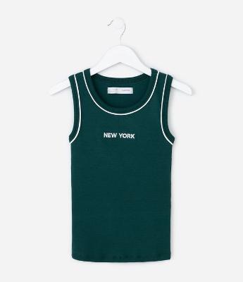 Regata Infantil  Baby Look com Lettering Bordado – Tam 7 a 16 Anos