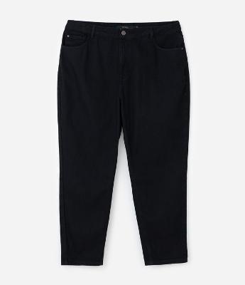 Calça Mom em Sarja com Barra Dobrada Curve & Plus Size