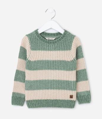 Casaco Infantil em Chenille com Listras em Blocos – Tam 1 a 5/6 Anos