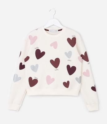 Casaco Infantil com Estampa de Corações – Tam 7 a 14 Anos