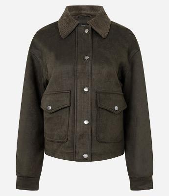 Jaqueta Bomber em Suede com Bolsos