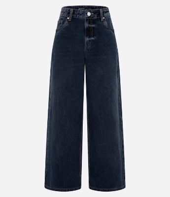 Calça Wide Leg em Jeans com Cintura Baixa