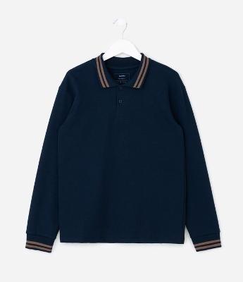 Camiseta Infantil Texturizada com Gola Polo – Tam 5 a 14 Anos