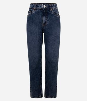 Calça Reta em Jeans com Cintura Média