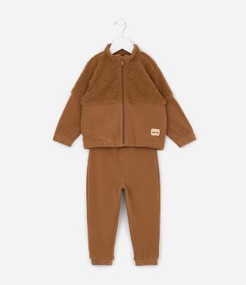 Conjunto Infantil com Recorte em Sherpa e Calça - Tam 1 a 5/6 Anos