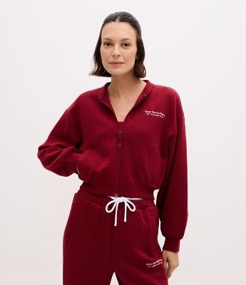 Jaqueta Bomber Esportiva em Microfibra com Lettering Bordado