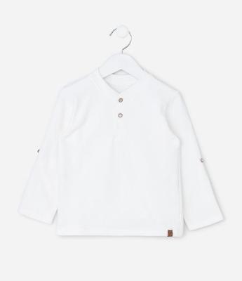 Camiseta Infantil Texturizada com Detalhe Martingale – Tam 1 a 5/6 Anos