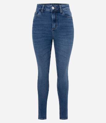 Calça Skinny Em Jeans com Elastano e Cintura Alta