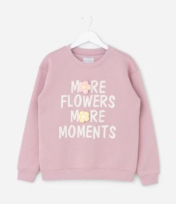 Casaco Infantil com Flores em Chenille em Efeito Crochê  – Tam 5 a 14 Anos