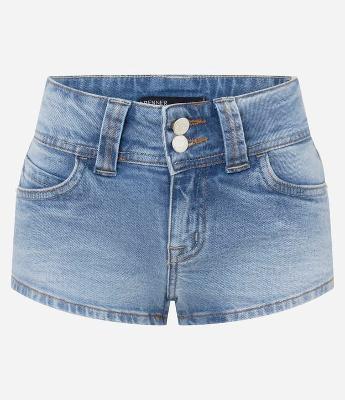 Short Micro em Jeans com Bolso Lapela
