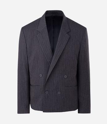 Blazer Boxy  em Viscose Alfaiatado Risca de Giz