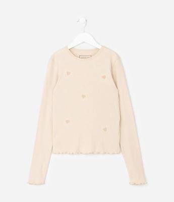 Blusa Infantil Baby Look com Corações Puff – Tam 5 a 14 Anos