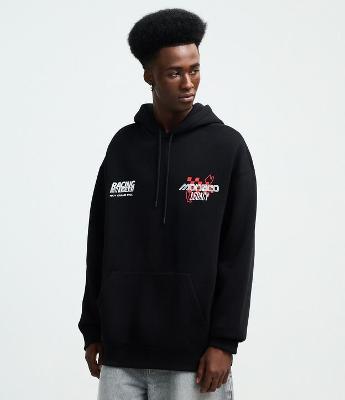 Casaco Relaxed em Moletom com Felpa e Estampa de Carros de Corrida