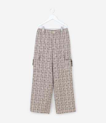 Calça Cargo Infantil em Alfaiataria Xadrez – Tam 5 a 14 Anos