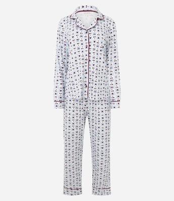 Pijama Longo Americano em Viscolycra com Estampa Cerejas